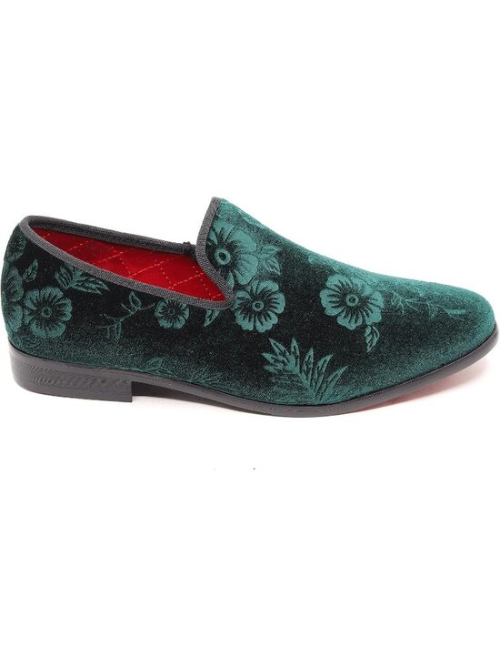 Metrocharm Men\'s Green Floral Loafers Penny Slip On Tuxedo Fashion Shoes main image 4